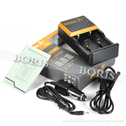 Boruit Newest C2e Battery Charger For 18650 Battery, 26650 Battery